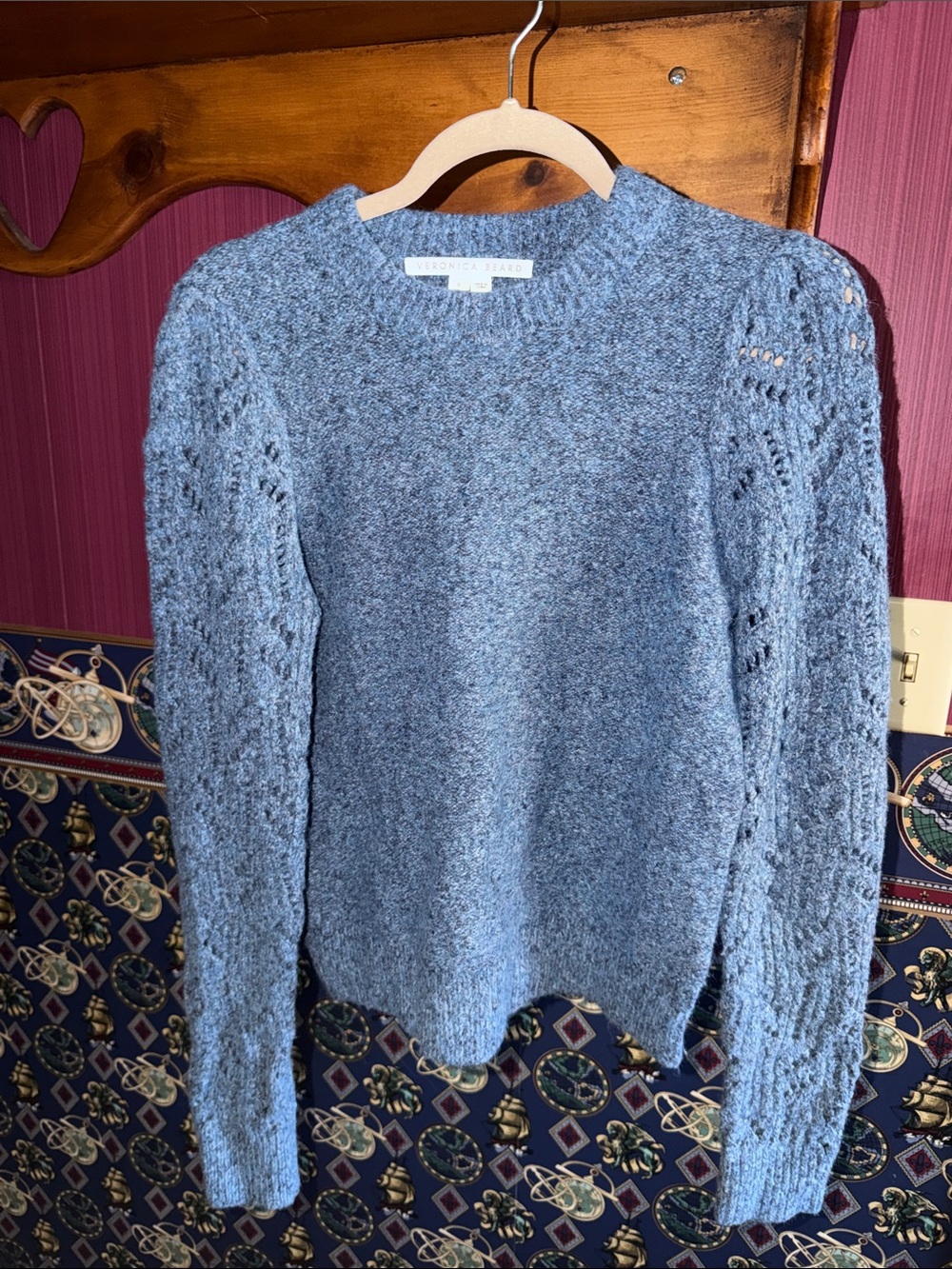 Veronica Beard Blue Knit Crewneck Sweater - Size S